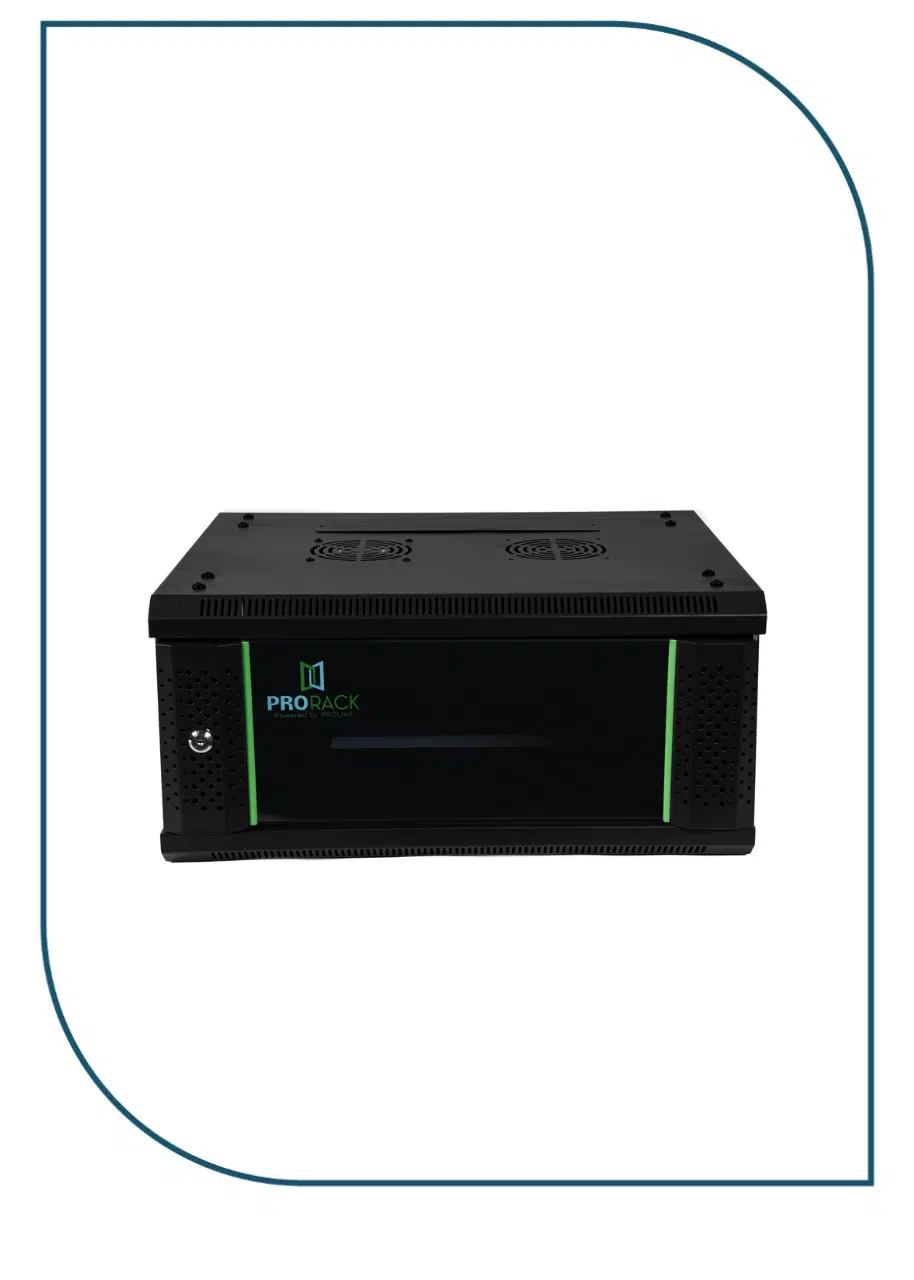 ProRack 4U 600*450Wall mount cabinet with glass door, 1 fan, 1 shelf and 1 PDU 6 outlet (PR-W6404) PR-W6404