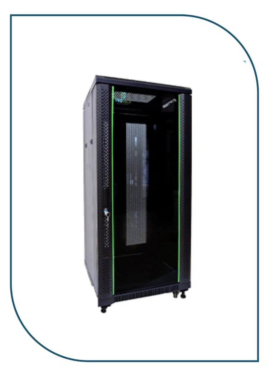 ProRack 22U 600*600Standing network rack with glass door, 1 fan, 1 shelf and 1 PDU 8 outlet (PR-FG6622) PR-FG6622