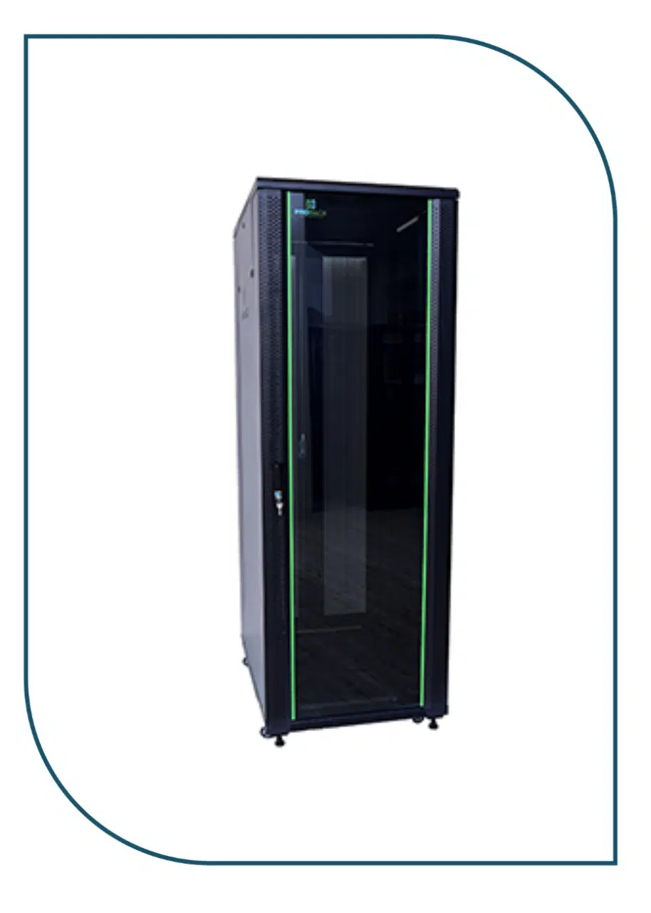 ProRack 27U 600*800Standing network rack with glass door, 4 fans, 1 shelf and 1 PDU 8 outlet (PR-FG6827) PR-FG6827