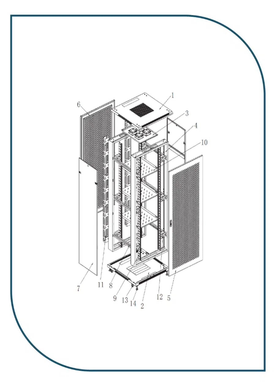 ProRack 42U 600*1000Standing network rack with vented door, 4 fans, 1 shelf and 1 PDU 8 outlet (PR-FV6142) PR-FG6842