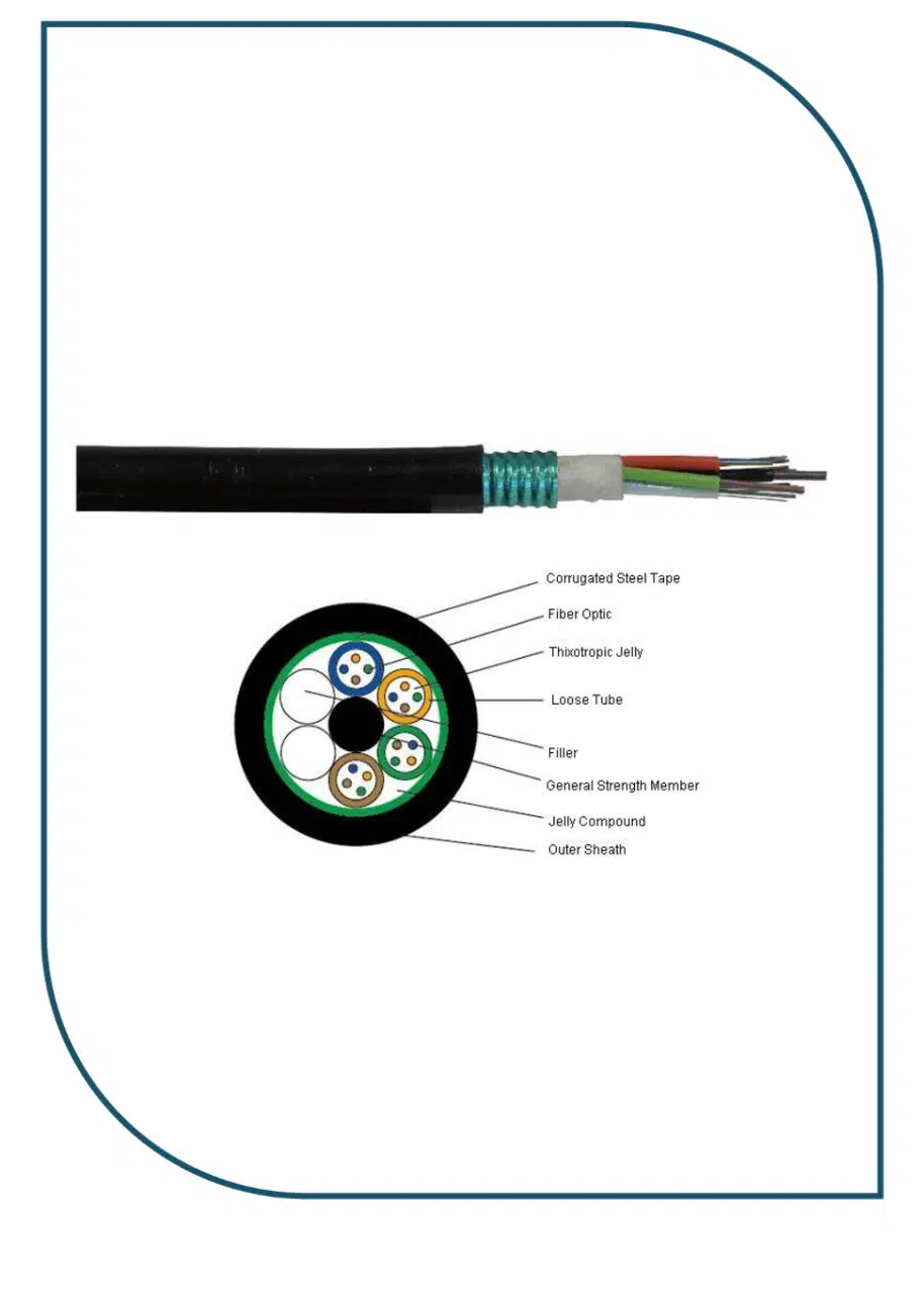 Premium Line FO 267123024 OD Cable, Unitube, Steel Armored w/Two Steel Wire Strength Members, SM 9/125, 24C, PE Premium Line FO 267123024 OD Cable, Unitube,