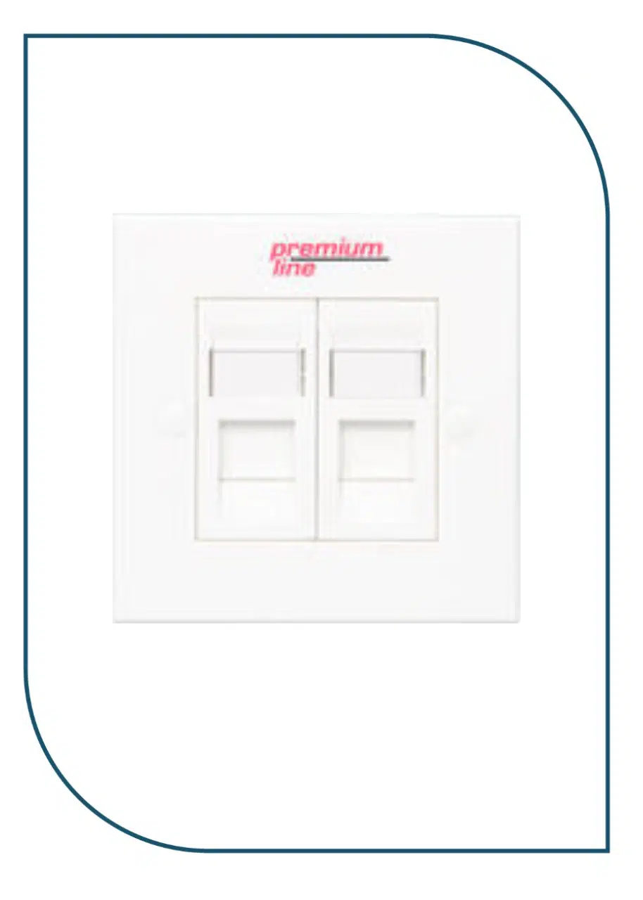 Premium Line 121122210 Euro II Face Plate, Right-angle, 90°Entry, 86x86, Snap-In,w/- Shutter, 2-Port, White 121122210