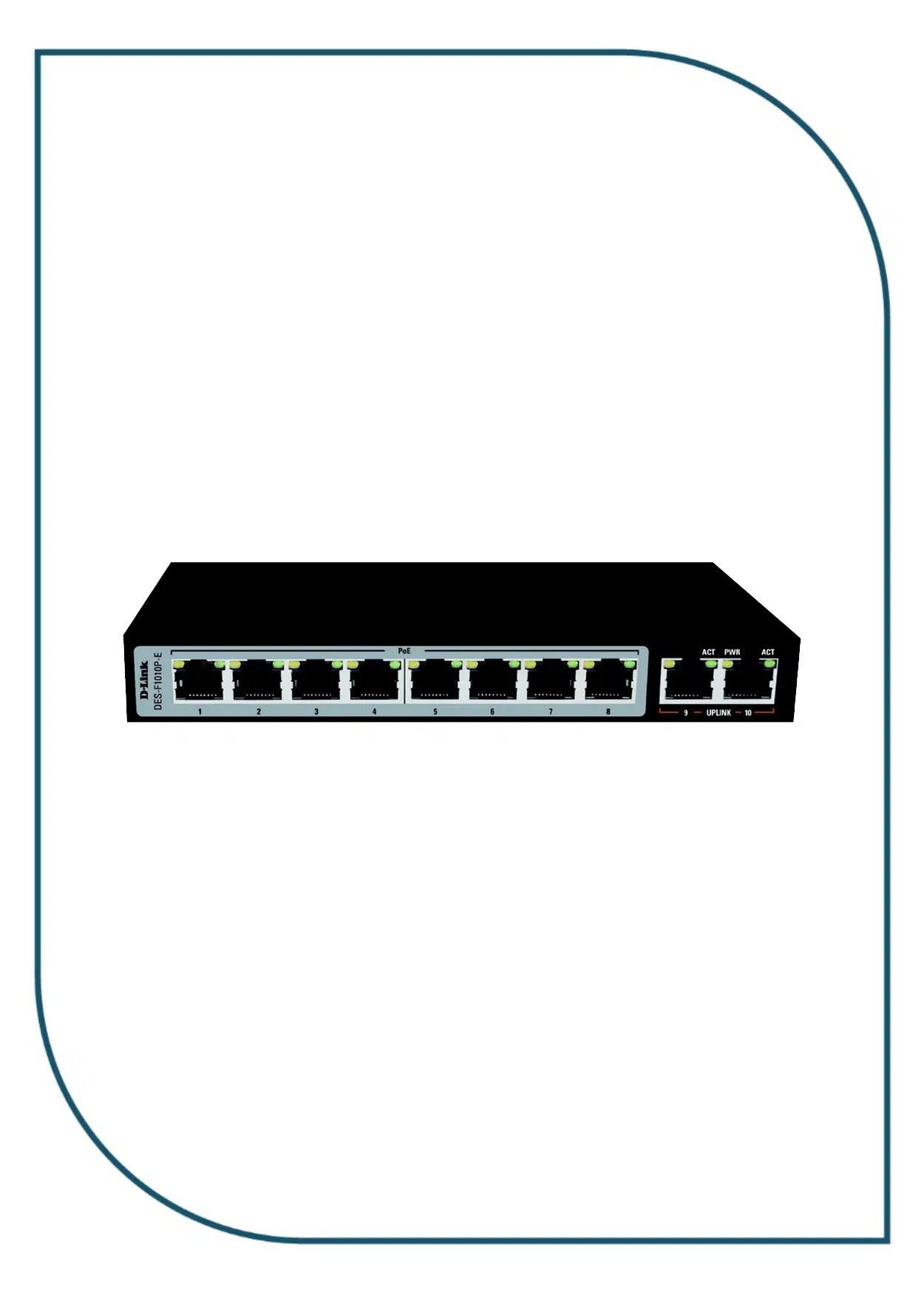 DES-F1010P-E 8 + 2 1000Mbps 250m PoE Switch DES-F1010P-E