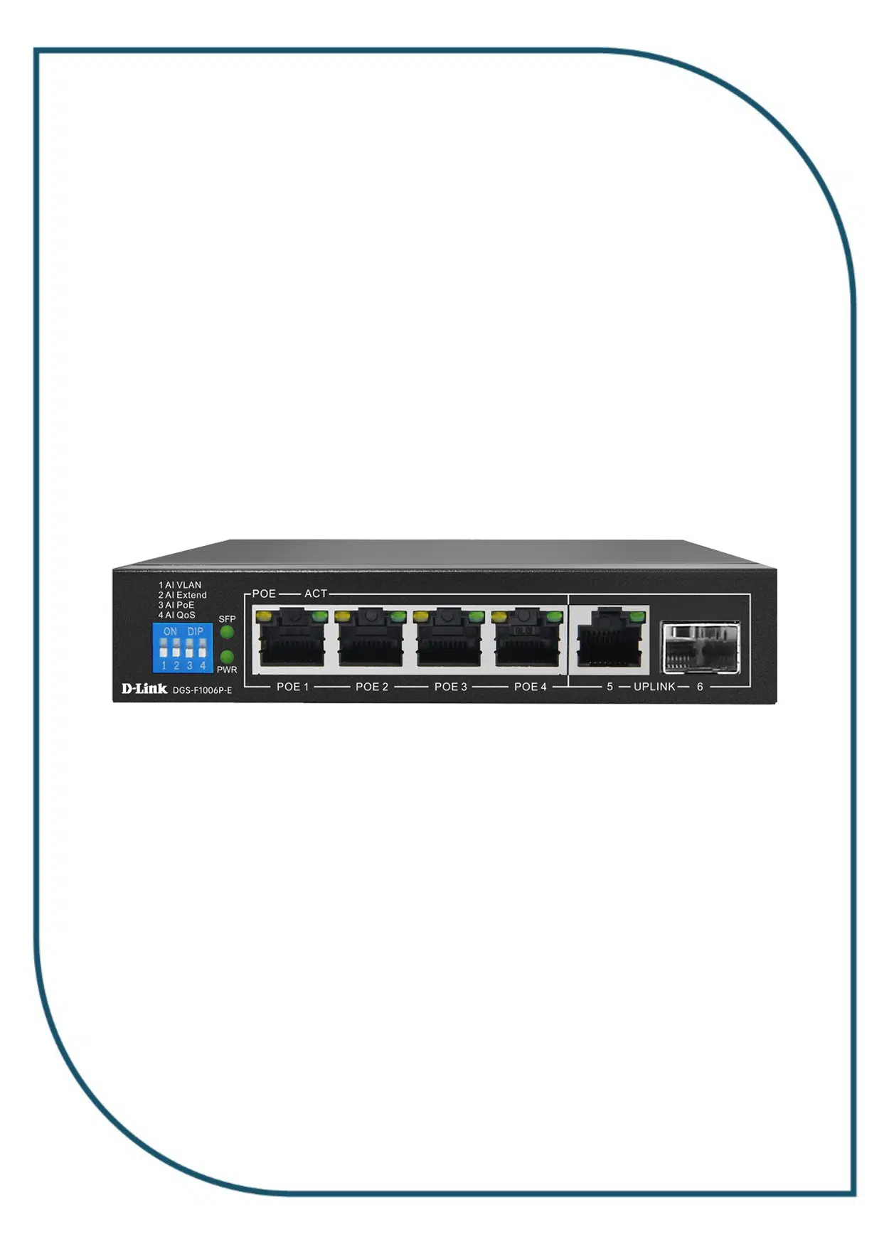 DGS-F1006P-E 4GE PoE+ 1GE & 1 SFP Uplink 250m PoE Switch DGS-F1006P-E