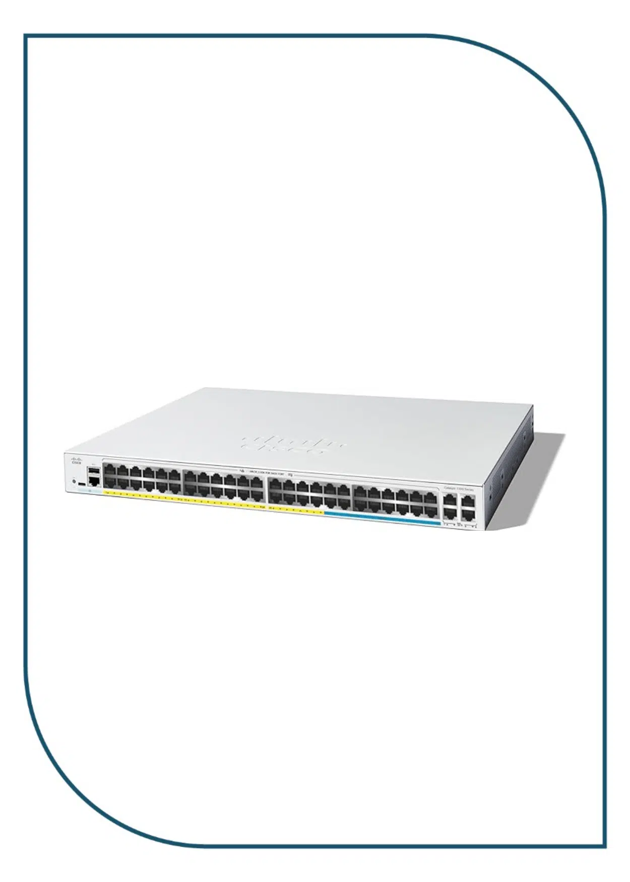 Cisco C1300-48MGP-4X Catalyst Managed Switch, 16-port 2.5GE, 32-port GE, PoE, 4x10G SFP+, Stackable C1300-48MGP-4X