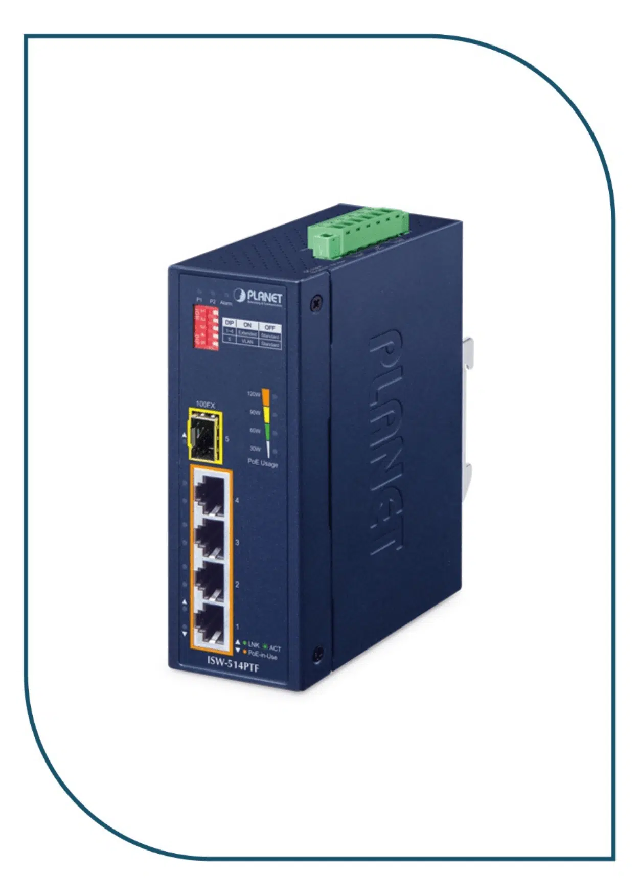 ISW-514PTF Planet Industrial DIN-Rail Unmanaged POE Switch ISW-514PTF