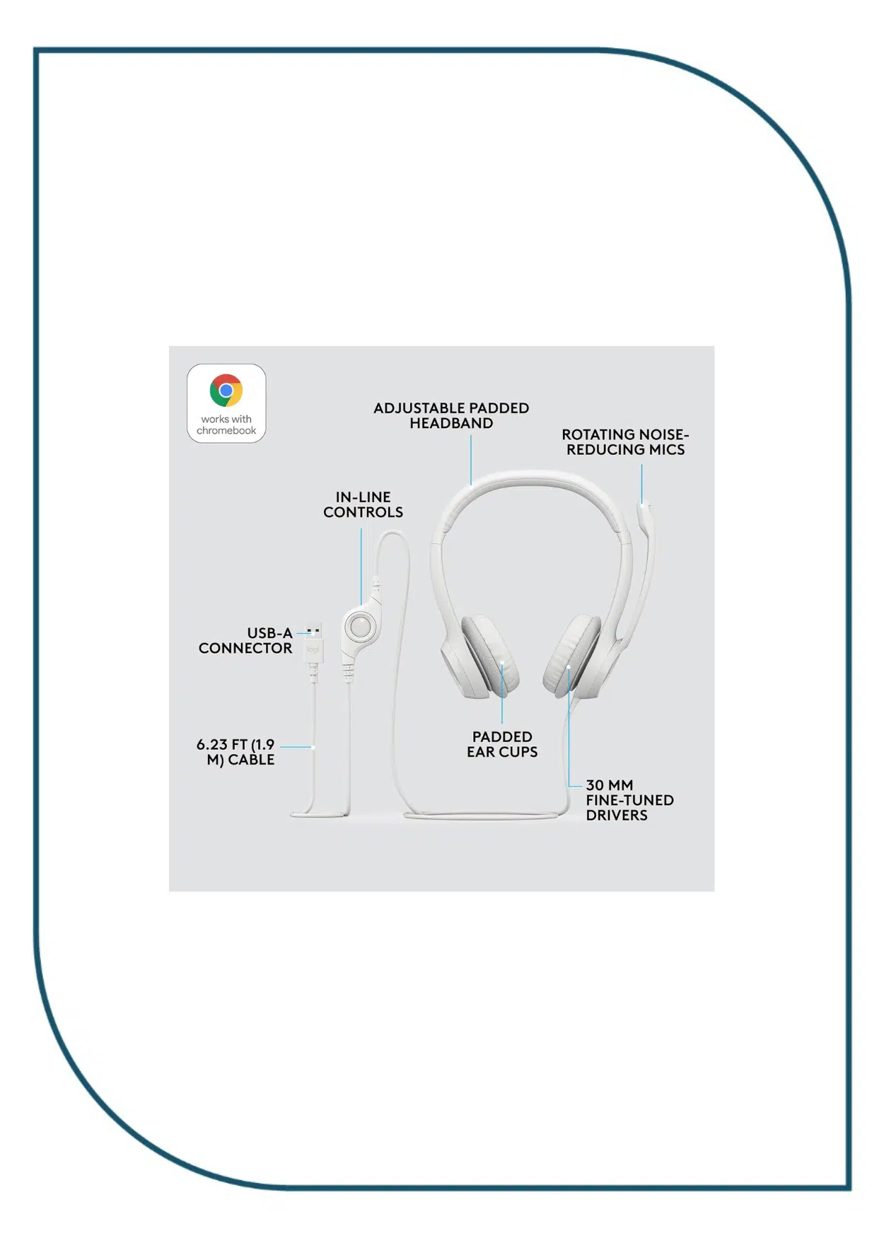 Logitech H390 USB Headset (Off White) (981-001286) 981-001286