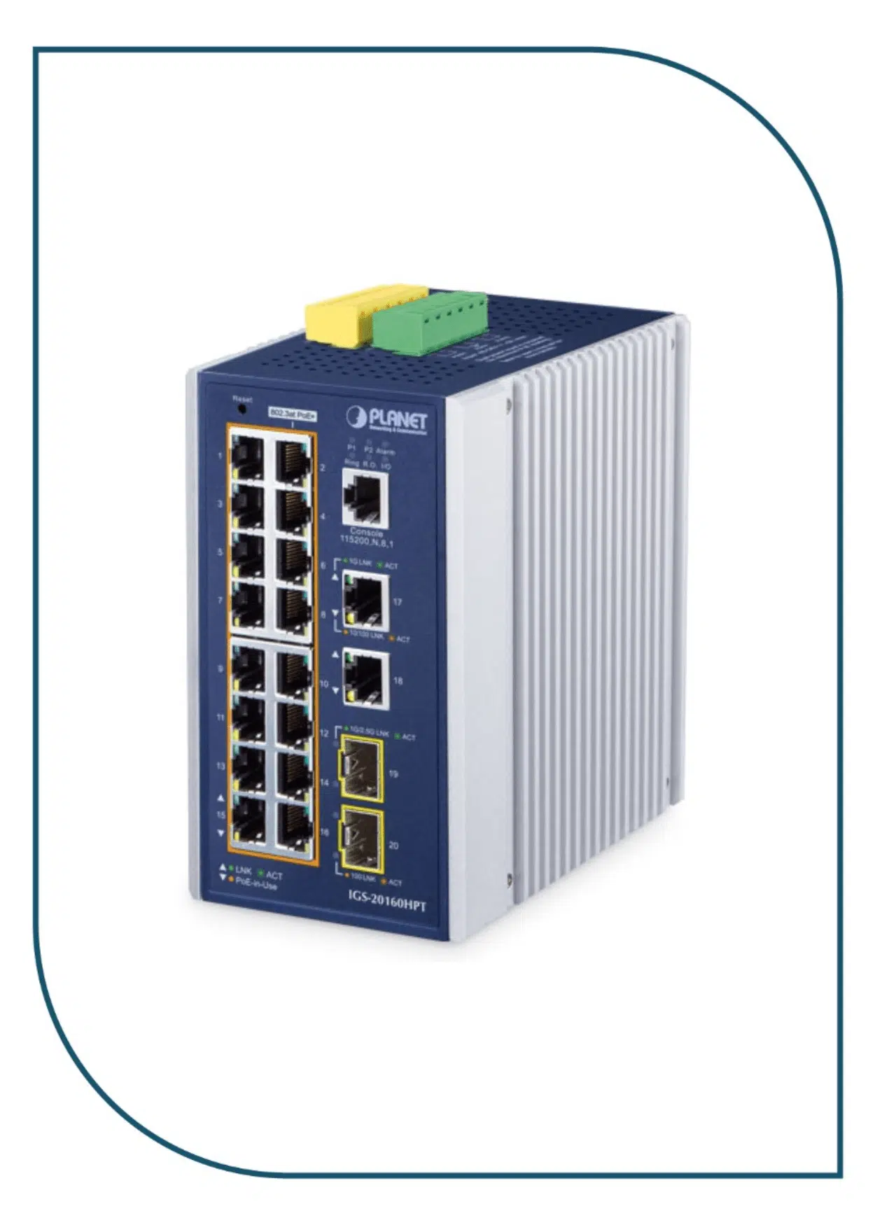 Planet Industrial Switch - DIN-Rail L2+/L3 Manageable Gigabit POE Switch (IGS-20160HPT) IGS-20160HPT (1)