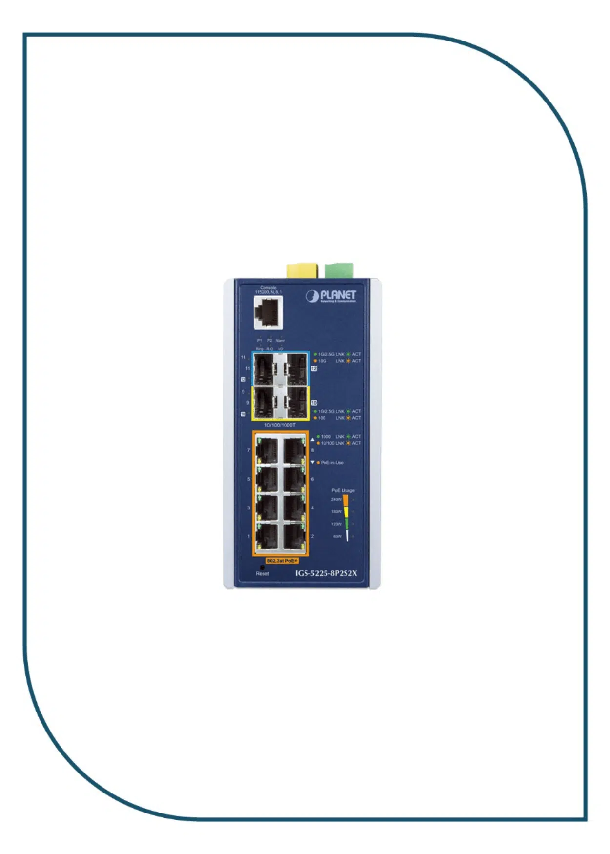 Planet Industrial Switch DIN-Rail L2+/L3 Manageable Industrial Gigabit POE Switch-(IGS-5225-8P2S2X) IGS-5225-8P2S2X