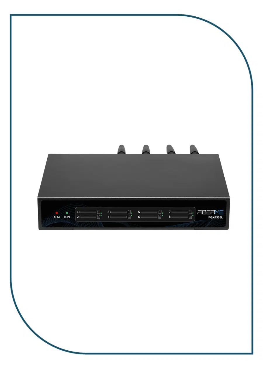 FiberMe (FGX4508L) GSM Gateway, 8 SIM Cards, 4G, Dual Ethernet Ports, Hot Swap, Voice and SMS. FGX4508L