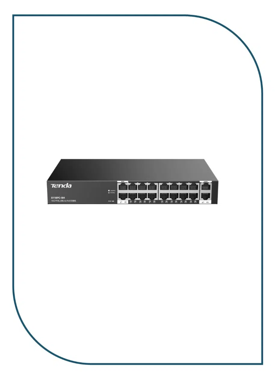 TENDA S118PC-BH SWITCH 18Port POE 100M Lite Poe with 16 port Poe TENDA S118PC-BH