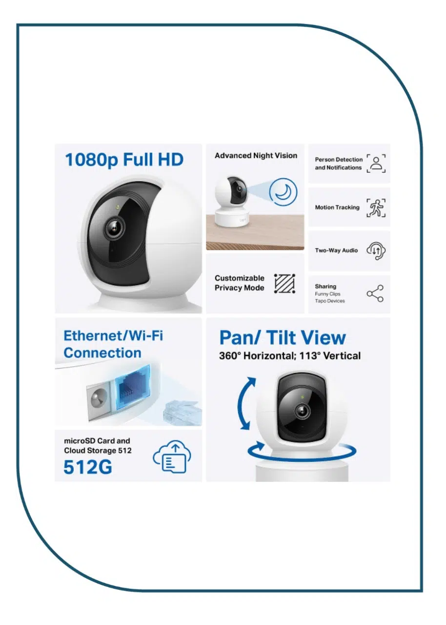 Pan/Tilt Home Security Camera Tapo C202