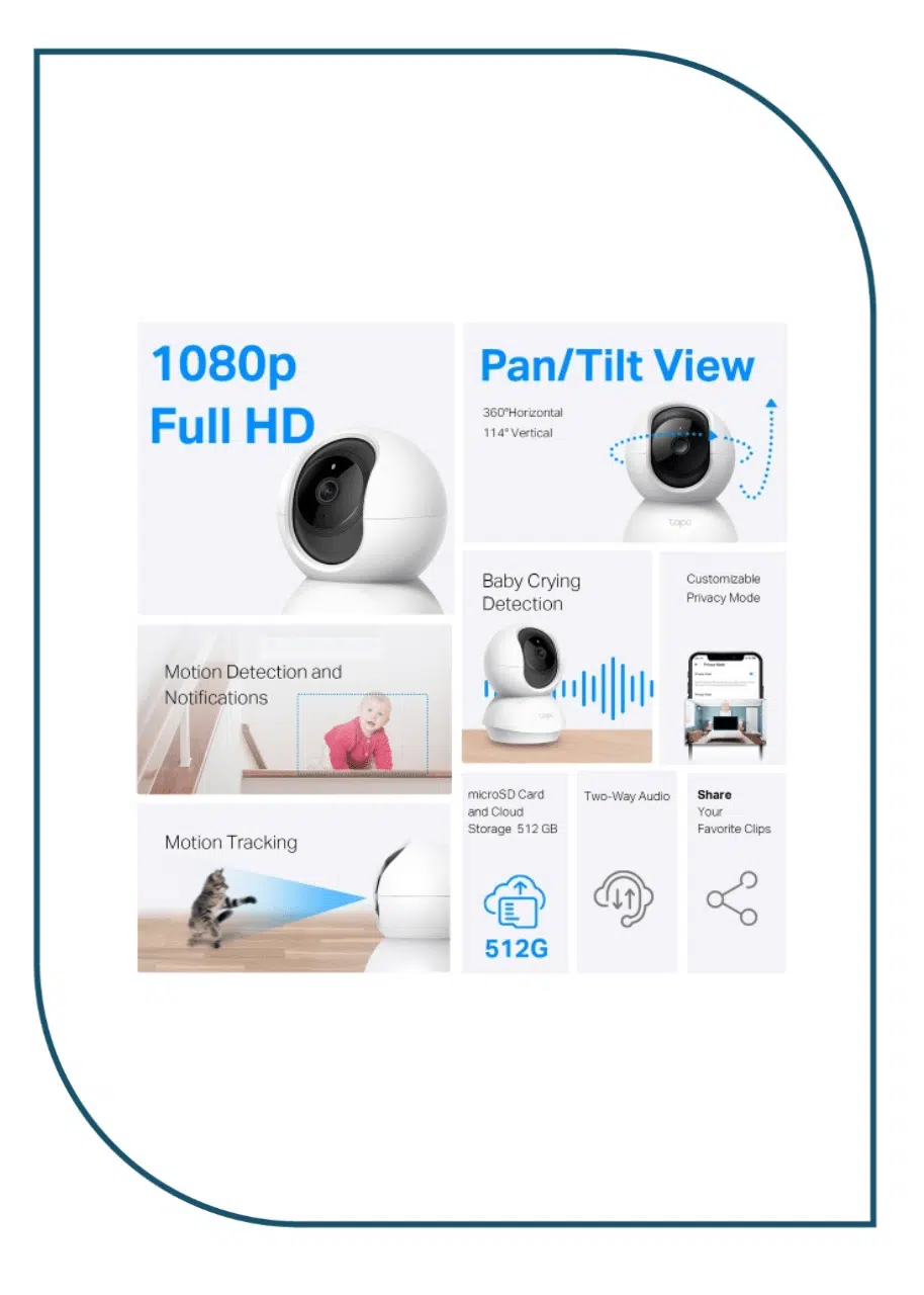 Pan/Tilt Home Security Wi-Fi Camera tapo c200c
