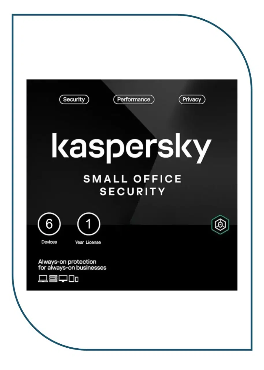 Kaspersky Small Office Security for Desktops, Mobiles and File Servers Middle East Edition. 6-Mobile device; 6-Desktop; 1-FileServer; 6-User 1 year Base Download Pack KL4541IDFFS