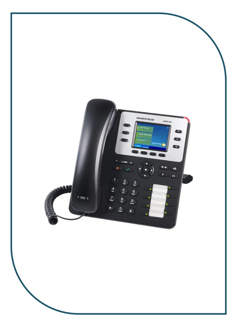Grandstream (GXP2130) high-End IP Phone, 3 SIP accounts, 3 lines, 2x GbE PoE, 320x240 (2.8") color LCD, 8 BLF keys, 12V/0.5A PSU GXP2130