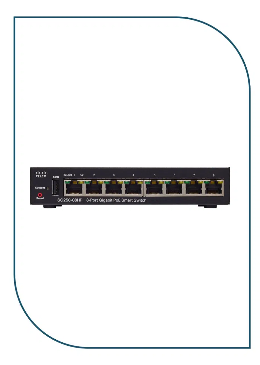 Cisco (SG250-08HP-K9-EU) 8-port Gigabit Smart Managed PoE+ Switch SG250-08HP-K9-EU