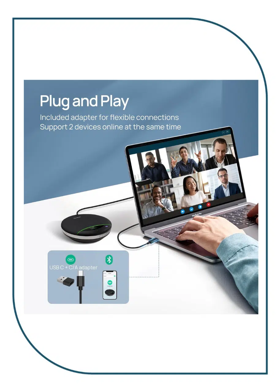 Yealink SP92 with Dongle USB-C/A – Portable Bluetooth USB Speakerphone Yealink SP92 with Dongle USB-C/A – Portable Bluetooth USB Speakerphone - Image 4