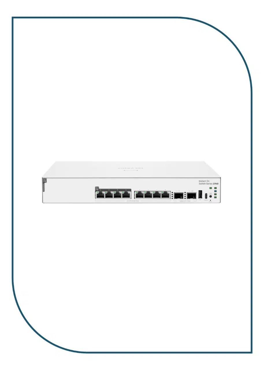 HPE Networking Instant On (1940) 8× multi-gigabit RJ-45 ports (4× Class 6 PoE) and 2× 1/10GbE SFP+ uplink ports. Hybrid Access Switch – S4A36A S4A36A